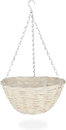 Relaxdays Blumenampel 3er Set aus Weide in Beige im Boho-Stil, B/T/H: 12 x 12 x 25 cm