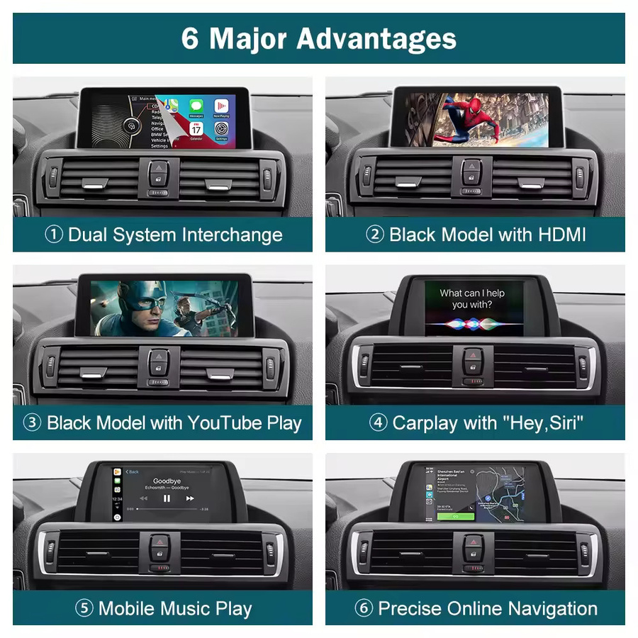 AUTOABC Drahtloser CarPlay und Android Auto Decoder für BMW Serie 1/2 F20 F21 F22 F23 F45 (2012-2020) mit NBT EVO System, Airplay, Bluetooth und GPS, Schwarz - Bild 3