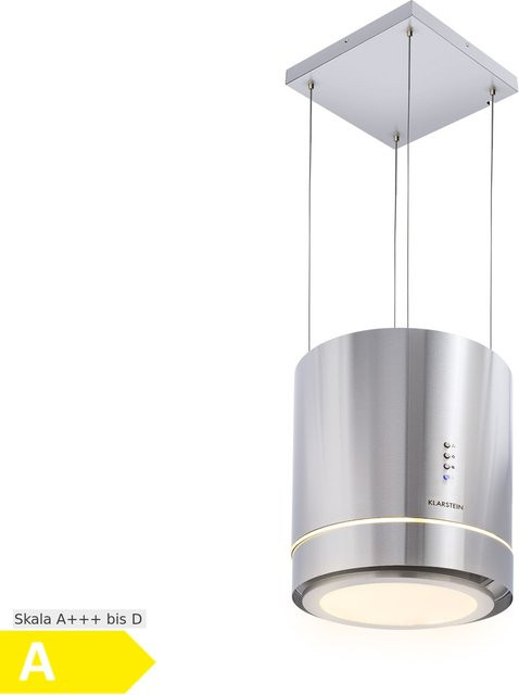 Klarstein Tron Ambience Inselabzugshaube in Silber, Umluft, 540 m³/h, Ø 38 cm - Bild 1