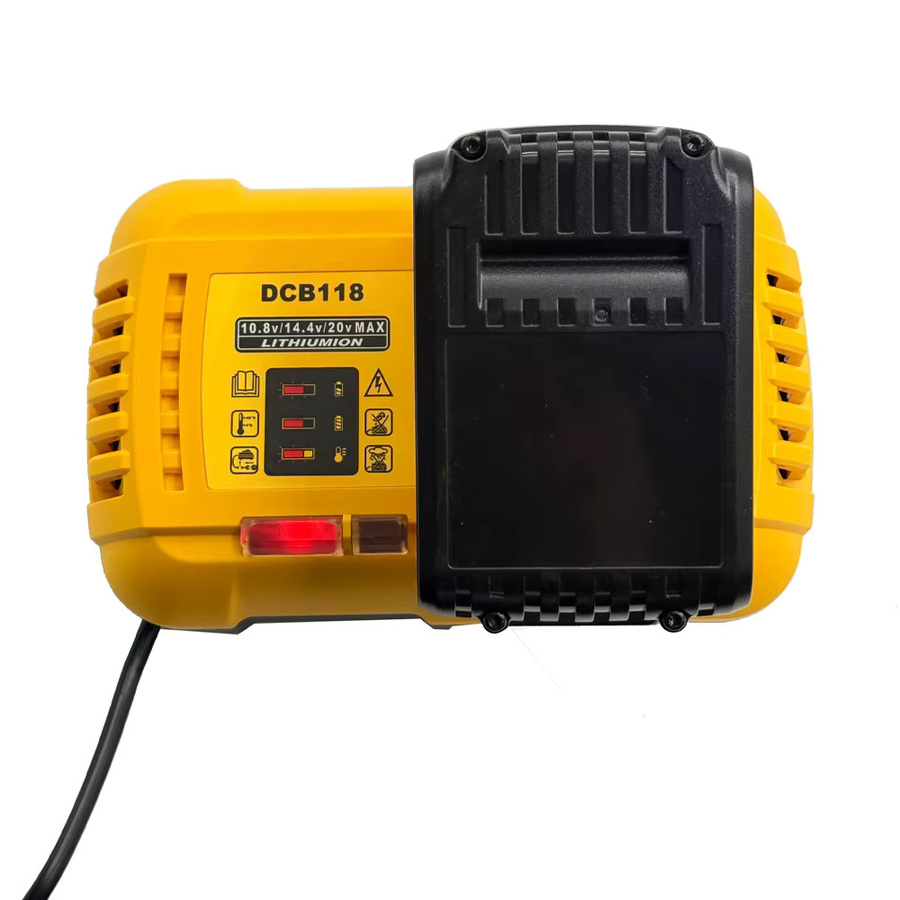YHKEMA Schnellladegerät DCB118 mit 4,5 A für DeWalt Lithium Akkus 10,8 V, 12 V, 14,4 V, 20 V Max und 60 V, Farbe Gelb - Bild 3