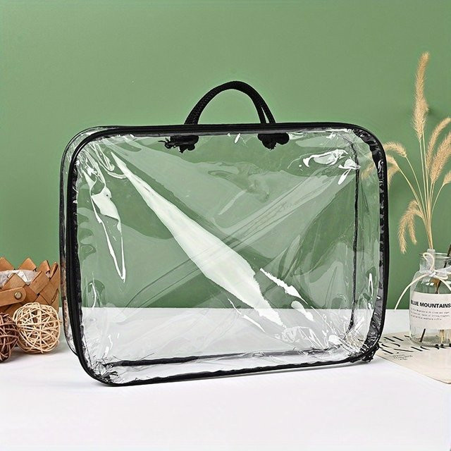 Stapelbare transparente PVC-Aufbewahrungstasche als Organizer für Garn, Kleidung und Nähzubehör, B/T/H: 40,0 x 10,0 x 1,0 cm - Bild 1