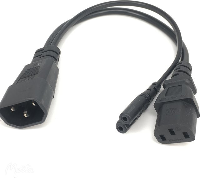 Bolantedz Netzkabel Splitter Adapter von IEC320 C14 auf IEC320 C13 und C7 in Schwarz für PC, Monitor, Scanner und Drucker - Bild 1