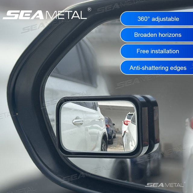 SEAMETAL 2er Set Weitwinkel-Autospiegel in Schwarz mit 360 Grad Einstellbarkeit und HD-Rückspiegel-Funktion für den Toten Winkel - Bild 1