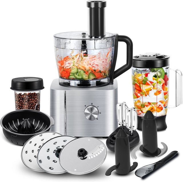 TopStrong Pro Kitchen System 11-in-1 Multifunktions-Küchenmaschine mit 1100 W, Silber, 3,2 l Schüssel und 1,5 l Mixer - Bild 1