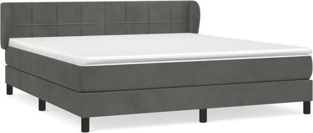 vidaXL Boxspringbett mit Matratze in Dunkelgrau aus Samt, Hybrid-Design mit Taschenfederkern, B/T: 180 x 200 cm, Höhe: 183 cm - Bild 1