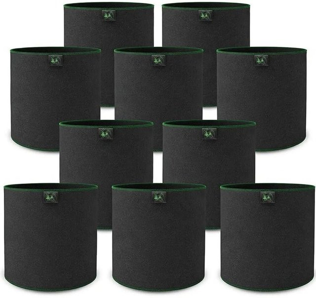 TTL GARDEN Pflanzsack 10er Set aus Filz, schwarze Anzuchtbeutel für Kräuter und Jungpflanzen, Durchmesser: 10 cm - Bild 1
