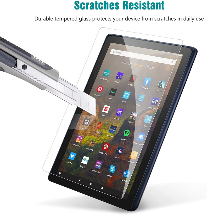 Ropada Displayschutzfolie aus gehärtetem Glas für Kindle Fire HD 10 2021 und Fire HD 10 Plus, transparent - Bild 4