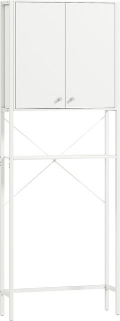 HOMCOM Badezimmer Überbau für WC mit Schrank und offenen Regalen, platzsparendes Regal mit Metallbeinen, Weiß, B/T/H: 64 x 20 x 180 cm - Bild 1
