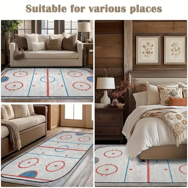 VIKAMA Eishockey-Rink-Teppich aus Kaschmirimitat, rutschfeste Bodenmatte für Wohnzimmer und Schlafzimmer, B/T: 120 x 80 cm - Bild 4