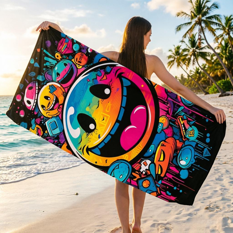 Street Graffiti Vielzweck-Strandtuch Saugfähig und Weich, B: 75 cm, H: 150 cm - Bild 4