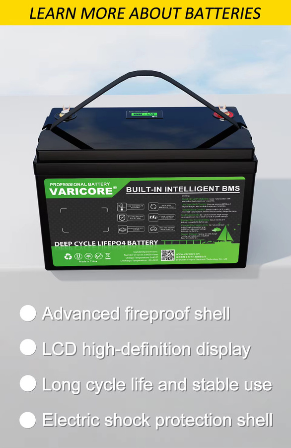 VariCore 12 V 120 Ah LiFePO4-Batterie in Schwarz mit integriertem BMS für Wohnmobile, Solarsysteme und Yachten - Bild 6