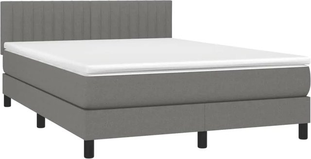 vidaXL Boxspringbett mit Matratze und LED-Unterbettbeleuchtung in Dunkelgrau, B/T: 140 x 200 cm - Bild 1