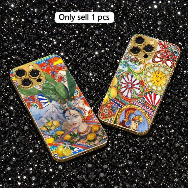 Goldfarbene Sizilianische Kopf-Vase Handyhülle für Apple iPhone 17 16 15 14 13 12 11 Pro Max - Bild 1
