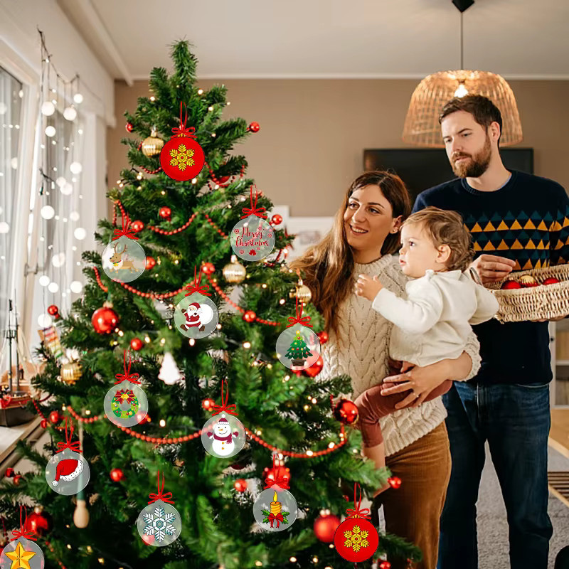 10 Stück CHIXINHAPPY Acrylscheiben Transparent Rund als DIY Weihnachtsbaum Verzierung für Weihnachten und Neujahr - Bild 3