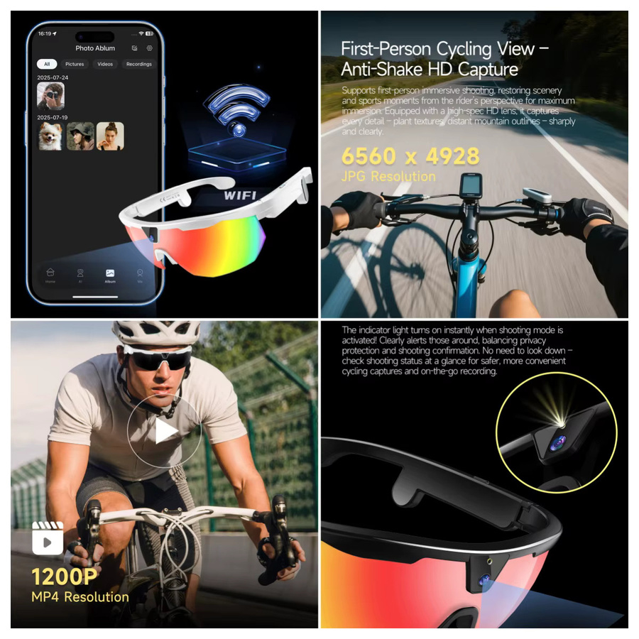 KULANNDER KI Outdoor-Sportkamera-Brille mit 800W HD Action-Aufnahme, Anti-Shake-Funktion und 3D Surround Sound für Herren - Bild 4