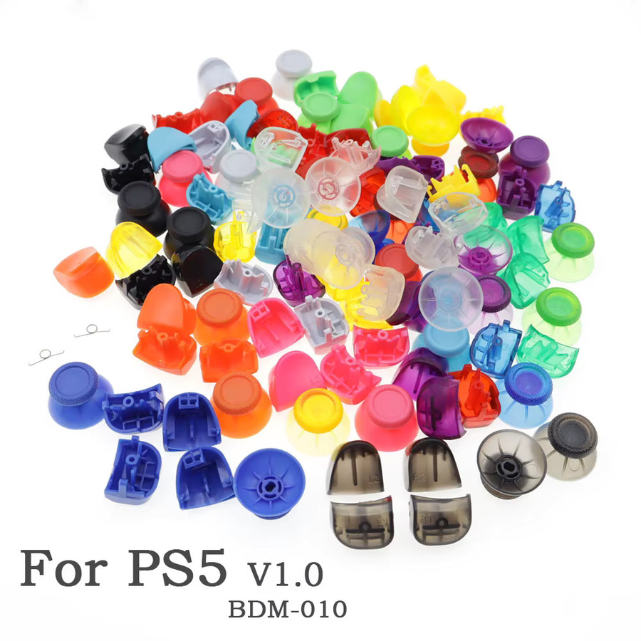 TingDong Controller-Tasten Set für PS5 V1.0 BDM-010 in Schwarz mit Analog-Stick-Abdeckungen, Thumbstick-Kappen und L1 R1 L2 R2 Game Trigger-Tasten inklusive Federn - Bild 2