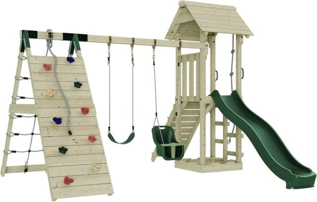 OutdoorToys Spielturm Kiruna mit Babyschaukel in Dunkelgrün - Bild 1