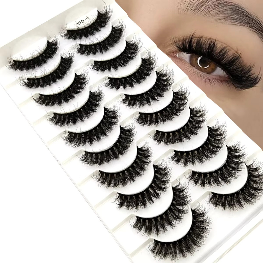 AMSDCN Künstliche Wimpern, 3D-Nerz-Naturwimpern, Black, Unisex, 10 Paar - Bild 3