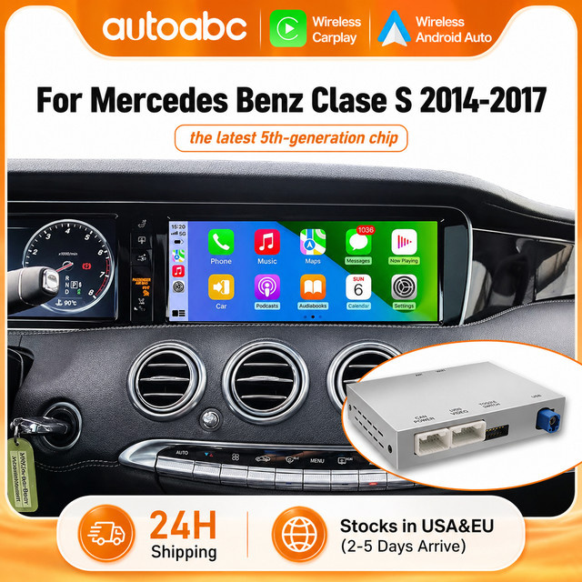 AUTOABC Wireless CarPlay Interface Retrofit Kit für Mercedes-Benz S-Klasse W222 mit NTG 5.0 System, Android Auto und Mirror Link, Silber - Bild 1