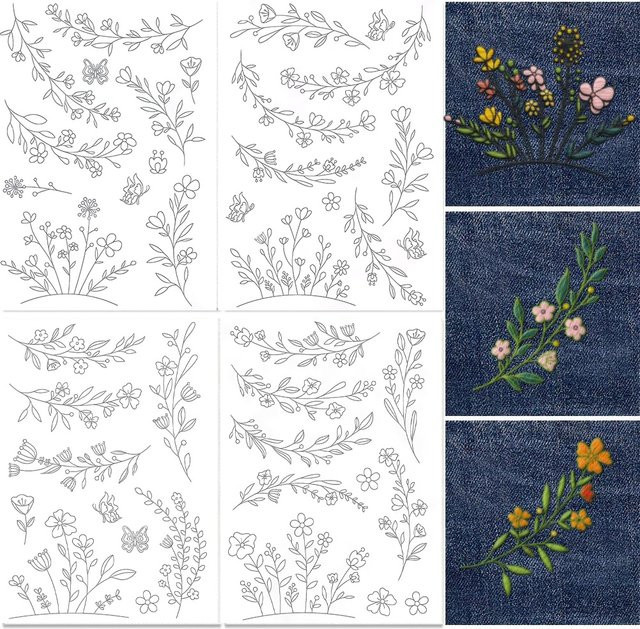 Stick & Stitch wasserlösliches Stickerei-Blumenpapier, weißer löslicher Stabilisator für Stickmuster, A4 - Bild 1