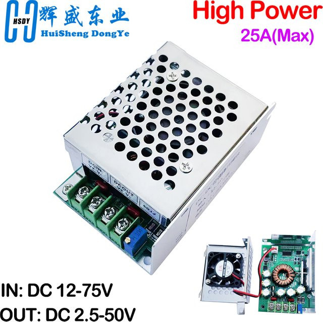 HUISHENGYUFA DC-DC-Abwärtswandler einstellbar 12–75 V auf 2,5–50 V, Solar-Ladestromversorgung, Silber - Bild 1