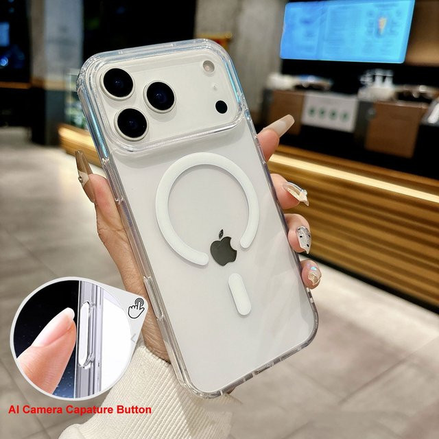 LICOERS MagSafe Schutzhülle für iPhone 17 Pro Max, iPhone 17 Pro und iPhone 17 Air mit Capture Button und AI Kamera Schutz, transparente Kristall-Luftkissenschale - Bild 1