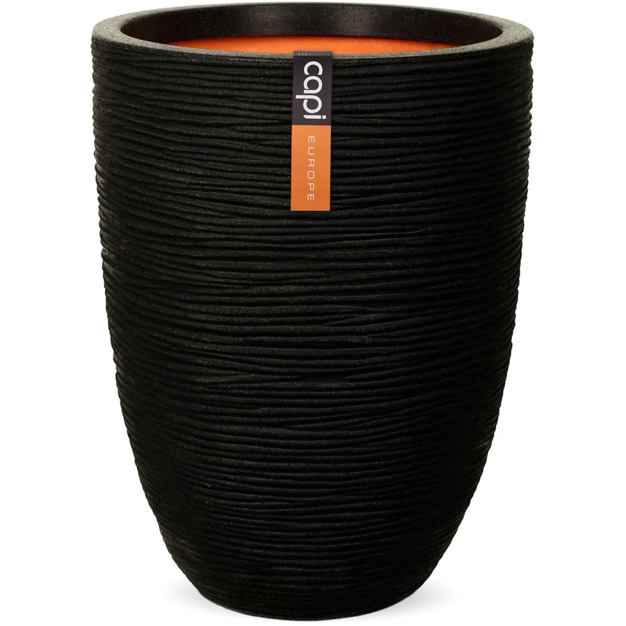 Capi Pflanztopf Nature Rib Elegant niedrig Riffel Schwarz Durchmesser: 36 cm, Höhe: 47 cm - Bild 2