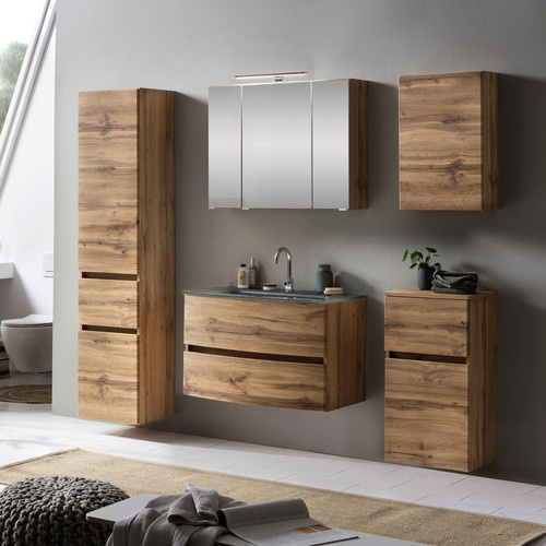 HELD MÖBEL Waschtisch-Set KOPENHAGEN in 8-teiliger Ausführung, modern, braun, Wandmontage, B/T/H: 180 x 40 x 35 cm - Bild 3