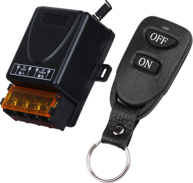 CENTURY AOKE Smart Home RF Funkfernbedienungsschalter 433MHz DC 12V 24V 36V 48V 30A Relais für Licht, Lampe, Wasserpumpe und Türzugangssystem in Schwarz - Bild 1