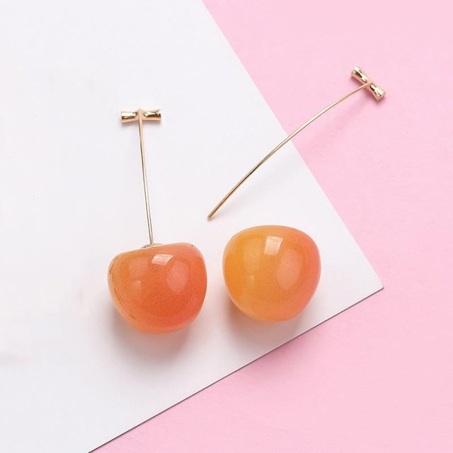 Ohrstecker Kirschblütenmotiv, burgunderfarben, beige, Damen - Bild 1
