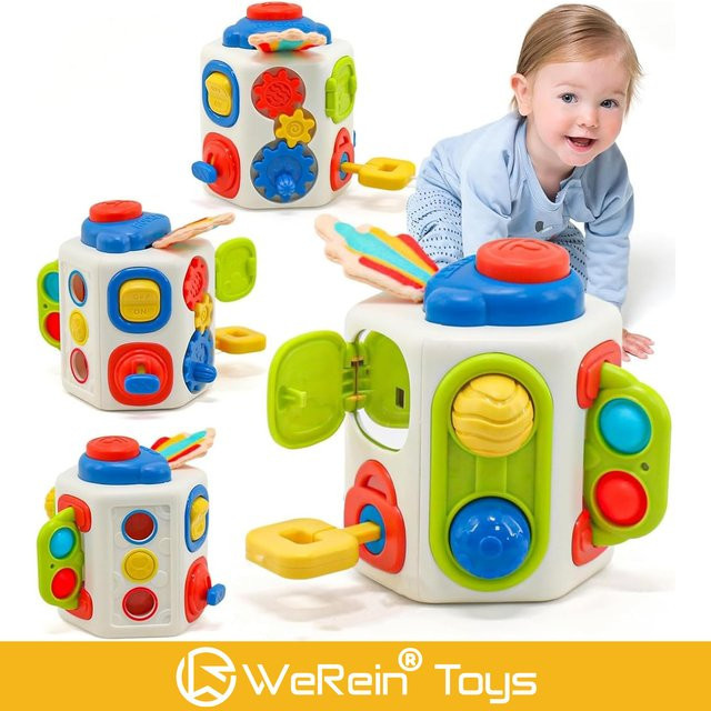 Montessori Sensorik-Spielzeug Baby-Greifball, 8-in-1 Beschäftigungswürfel, Lernspielzeug, ab 1 Jahr - Bild 1