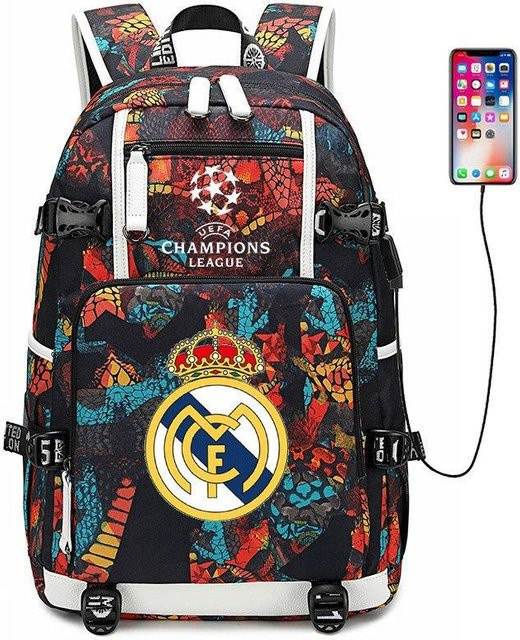 3-teiliges Schulrucksack-Set aus Oxford-Stoff in Schwarz und Multicolour mit großem Fassungsvermögen von 36-55L inklusive Federmäppchen und Schultergurt - Bild 1