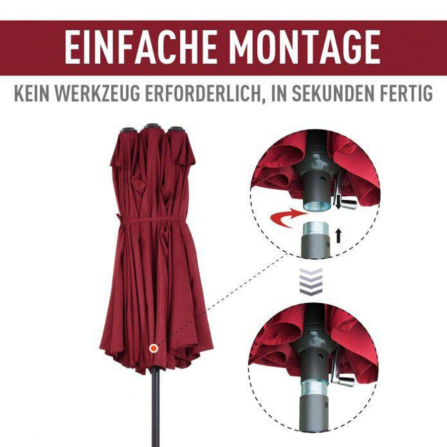 Outsunny Marktschirm in Weinrot aus Metall und Polyester, B: 270 cm, H: 240 cm, L: 460 cm - Bild 3