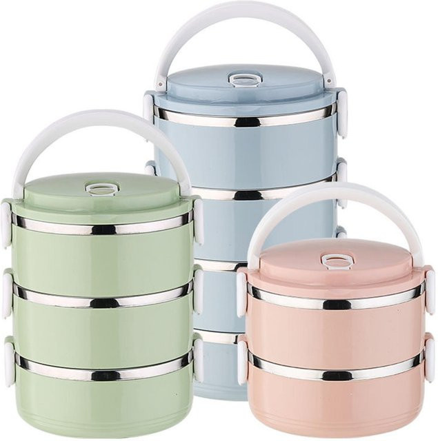 SICOMO Edelstahl-Lunchbox Isoliert und Auslaufsicher, Stapelbare Bento-Box mit Fächern, BPA-frei, Rosa, 700 ml - Bild 1