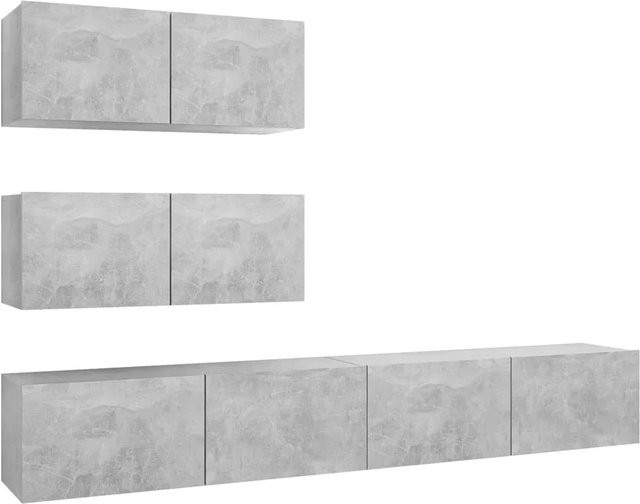 vidaXL 4-tlg. TV-Schrank-Set Modell 22 in Betongrau aus Holzwerkstoff für dein Wohnzimmer, Wandmontage, B/T/H: 80 x 30 x 30 cm und 100 x 30 x 30 cm - Bild 1