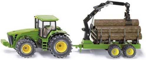 SIKU Traktor mit Forstanhänger Modellfahrzeug Landwirtschaft 1:50