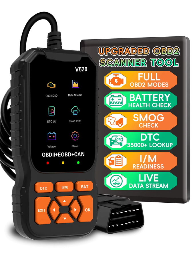 RUOGINSS OBD2-Scanner Diagnosetool in Schwarz mit Motorlicht-Codeleser, Reset-Funktion, Batteriespannungstester sowie Modi 6 und 8 - Bild 6