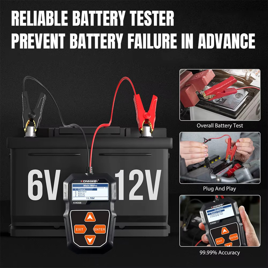 KONNWEI KW208 12 V Auto Batterie Tester und professioneller Automotive Analysator in Schwarz - Bild 3