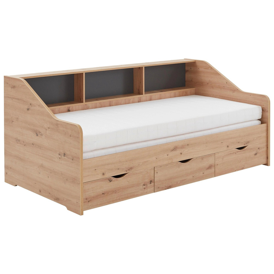 Based Ausziehbett Star in Eiche Artisan mit Schubladen, Breite: 90 cm, Tiefe: 200 cm - Bild 2