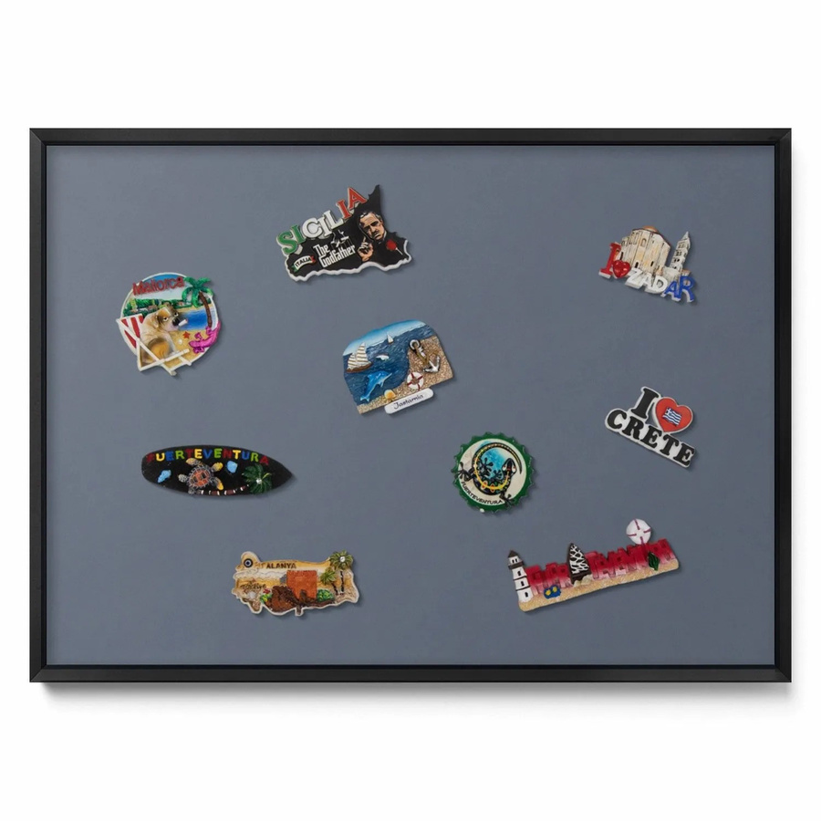Tulup Magnettafel aus Metall in Grau mit schwarzem Rahmen, Breite: 70 cm, Höhe: 50 cm - Bild 2