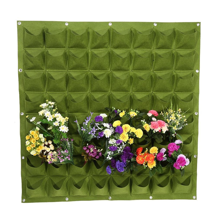 TOMTOP JMS Vertikaler Wandpflanzer aus Filz mit 64 Taschen für Garten und Balkon in Grün - Bild 2