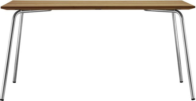 Thonet S 1040 All Seasons Gartentisch aus Iroko in Braun mit Edelstahlgestell Höhe: 78 cm - Bild 1