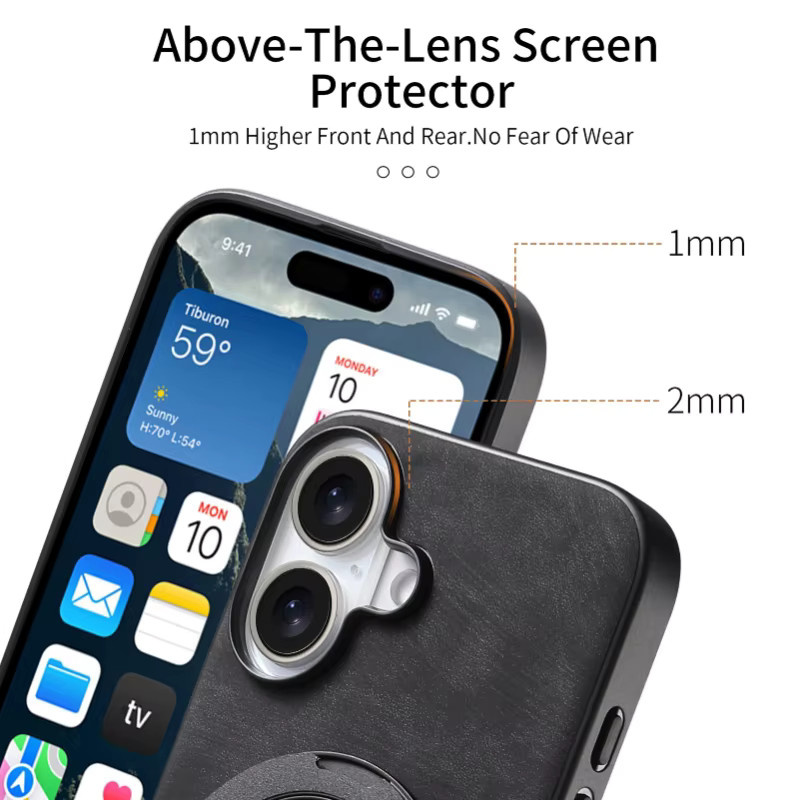 CHUBAN Magnetische PU-Lederhülle mit 360-Grad-Drehständer für iPhone in Blau - Bild 3