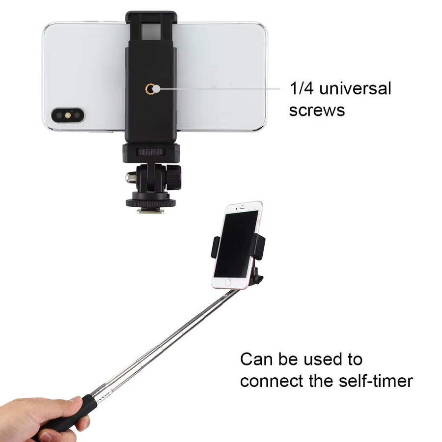 SZKOSTON Universal Telefon Stativ Halterung mit Kaltschuh Halterung in Schwarz für iPhone, Samsung und DSLR Kameras von Canon, Nikon oder Sony - Bild 2