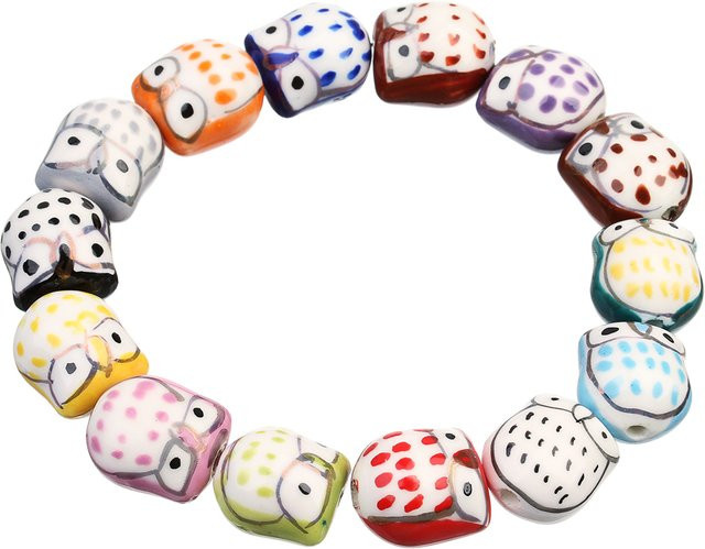 Eulen-Keramikperlen, bunt, Unisex - Bild 1
