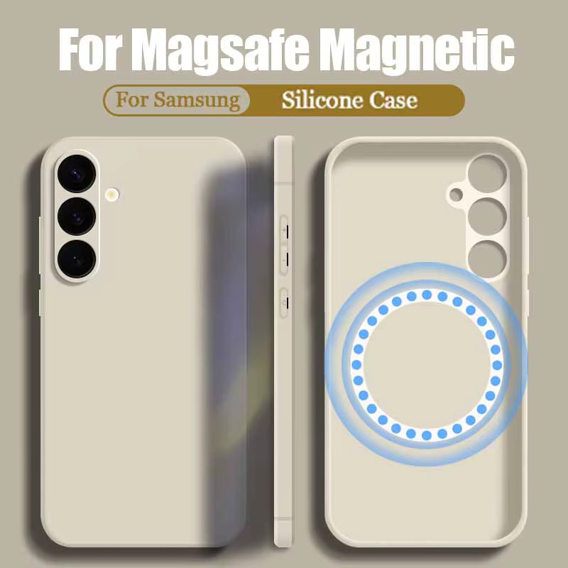 Personalisierte Magnetische DIY Foto-Handyhülle für Samsung Galaxy S26 S25 S24 S23 S22 Ultra Plus S25 FE mit MagSafe Kompatibilität in Beige und Weiß - Bild 3