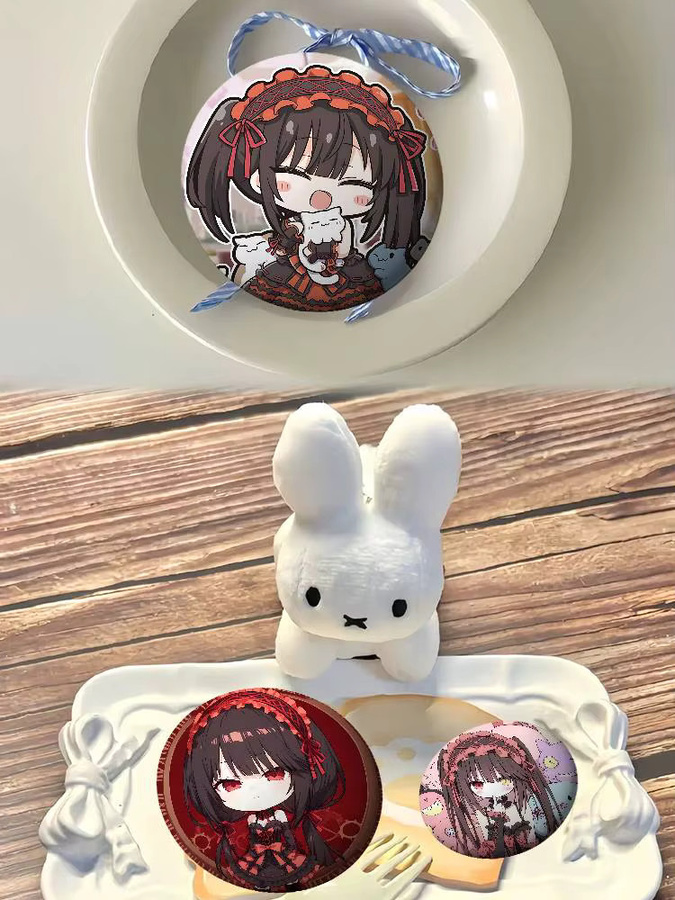 Bilibili Brosche, Cartoon K-Kurumi T-Tokisaki, Runde Anstecknadel - Bild 5