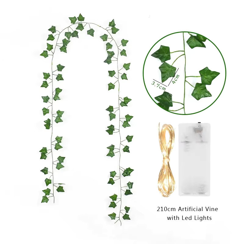 LED Lichterkette mit künstlicher grüner Rebe für Weihnachten, Hochzeit und Garten, warmweiß, Länge: 2 m - Bild 4