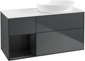 V&B Finion Waschtischunterschrank mit Wandbeleuchtung, Breite: 120 cm, Tiefe: 50,1 cm, Höhe: 50,1 cm, lackiert, matt blau - Bild 1