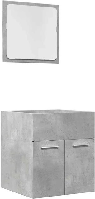 vidaXL 2-teiliges Badmöbel-Set aus Holzwerkstoff und Glas in Betongrau mit Schrank und Spiegel für dein Badezimmer - Bild 1